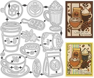 UNICRAFTALE 21Pcs Coffee Cutting Dies for Card Making Metal Dessert Drink Embossing Die Cuts Coffee Bean Carbon Steel Dies Stencils for Journal Photo Album Birthday Gift Party Greeting Paper Card