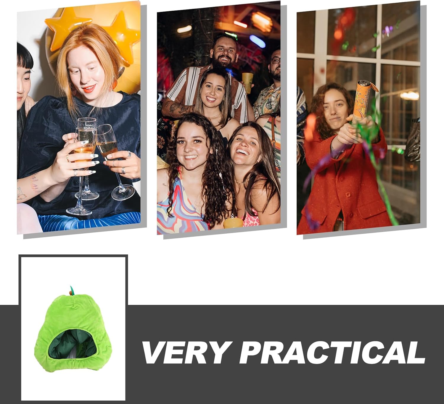 Mobestech Pear Head Cover Toy Lightweight Fruit-Shaped Party Hat Photo Prop for Adults Kids Fun Event Accessory
