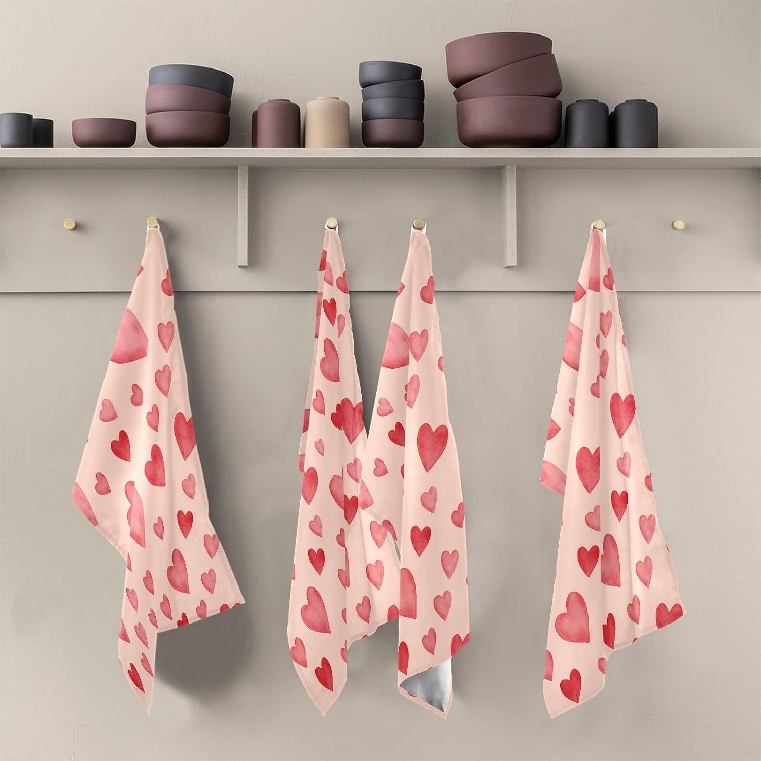 Valentine's Day Heart Kitchen Towels Set of 1, Soft Absorbent Quick Drying and Reusable Dish Towels for Kitchen, Bathroom and Home Decor, 18 x 28 in