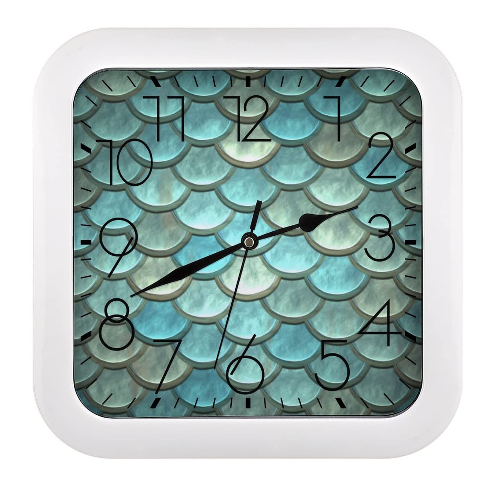 Pendule Murale Silencieuse Ecailles Vert Moderne idéale pour apaiser l'ambiance de votre chambre