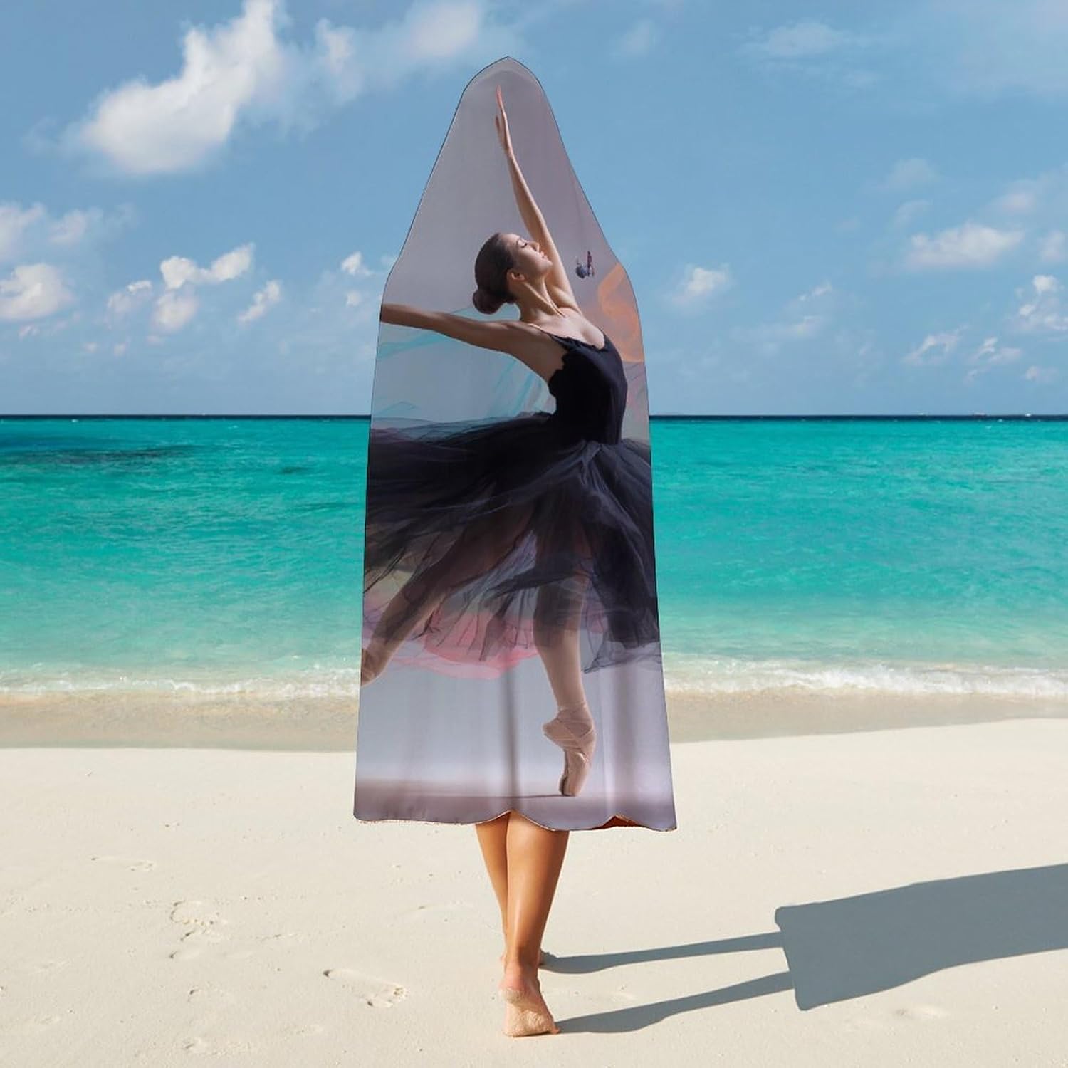 Ballerina Dancers Woman Dancing Wearable Blanket Oversized Throw Cape | Cozy Hooded Blanket Gifts for Women Men