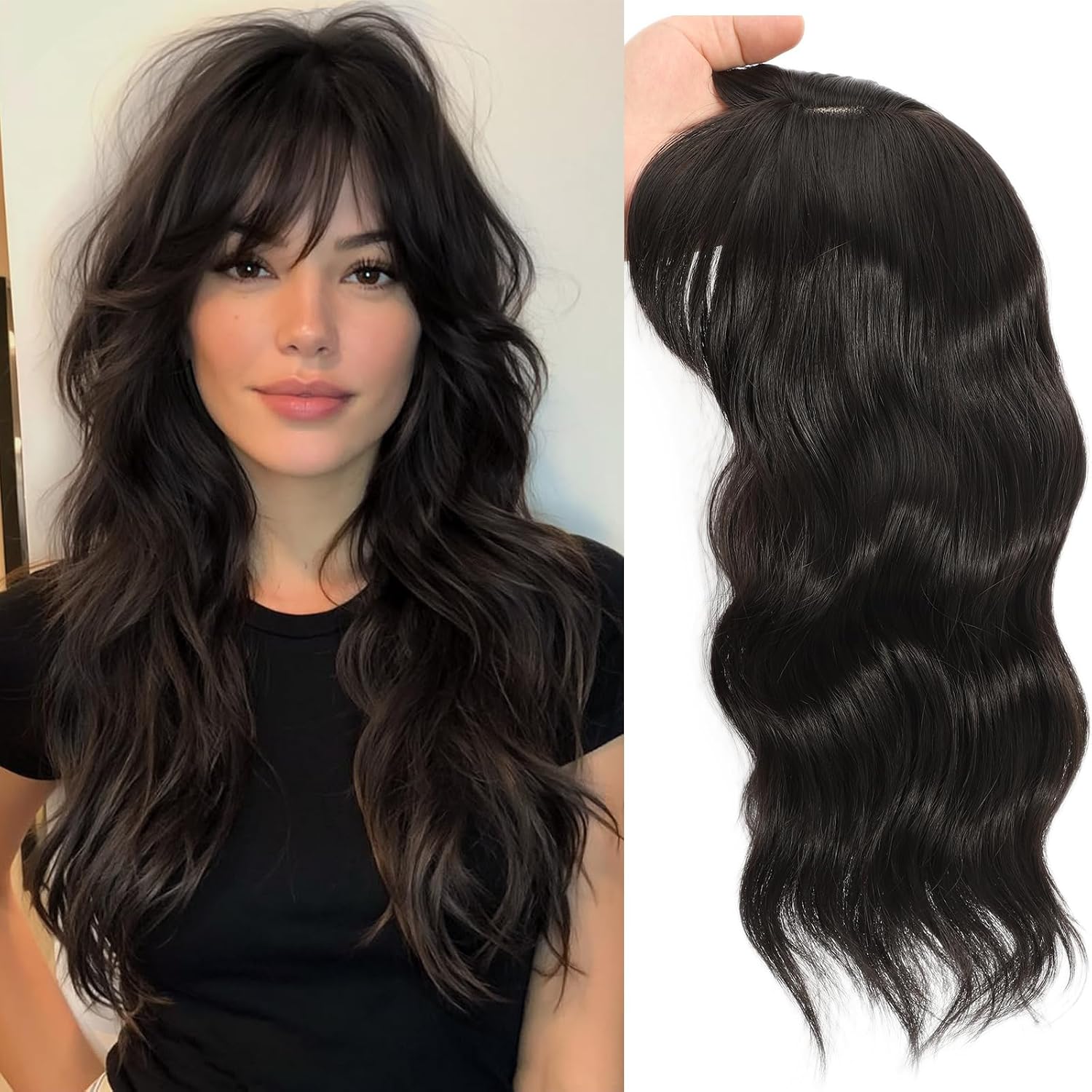 Hair Toppers for Women - 18 Inch Clip in Bangs Topper