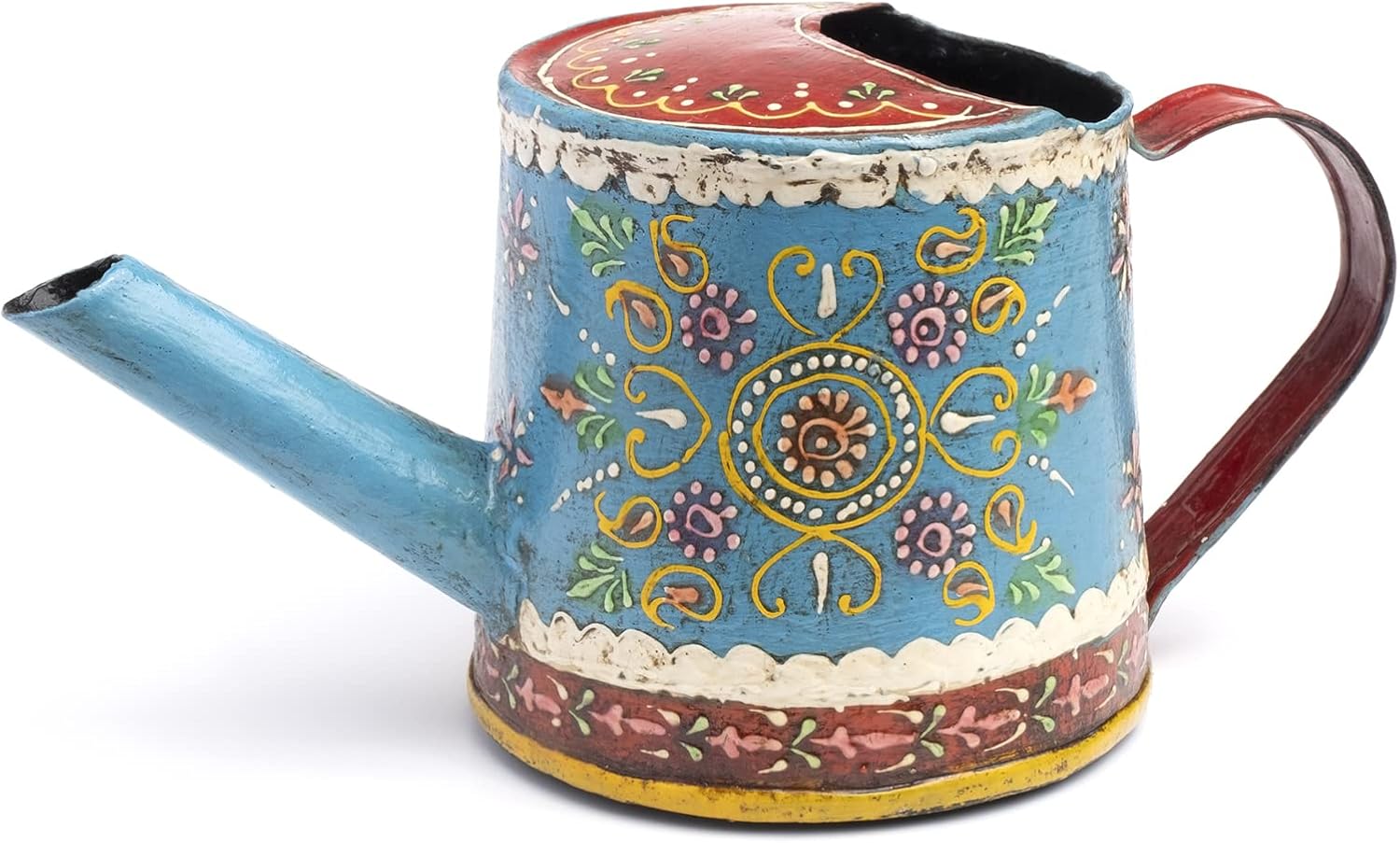 Matr Boomie Handheld Small Metal Watering Can with Hand Painted Colorful Floral Design, for Indoor Outdoor Plants (Mini 8 inches, Iron), Gift for Her, Mom, Mother's Day
