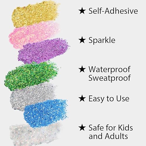 Miniatura 4 de Mysense Barra de purpurina verde para el cuerpo, purpurina para el cabello facial de Mardi Gras, trajes de festival para mujeres, accesorios del día