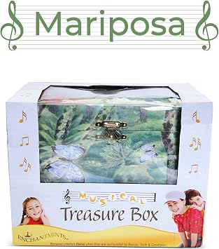 Enchantmints Mariposa Musical Jewelry Box Butterfly Spins to Music 3 Pullout Drawers