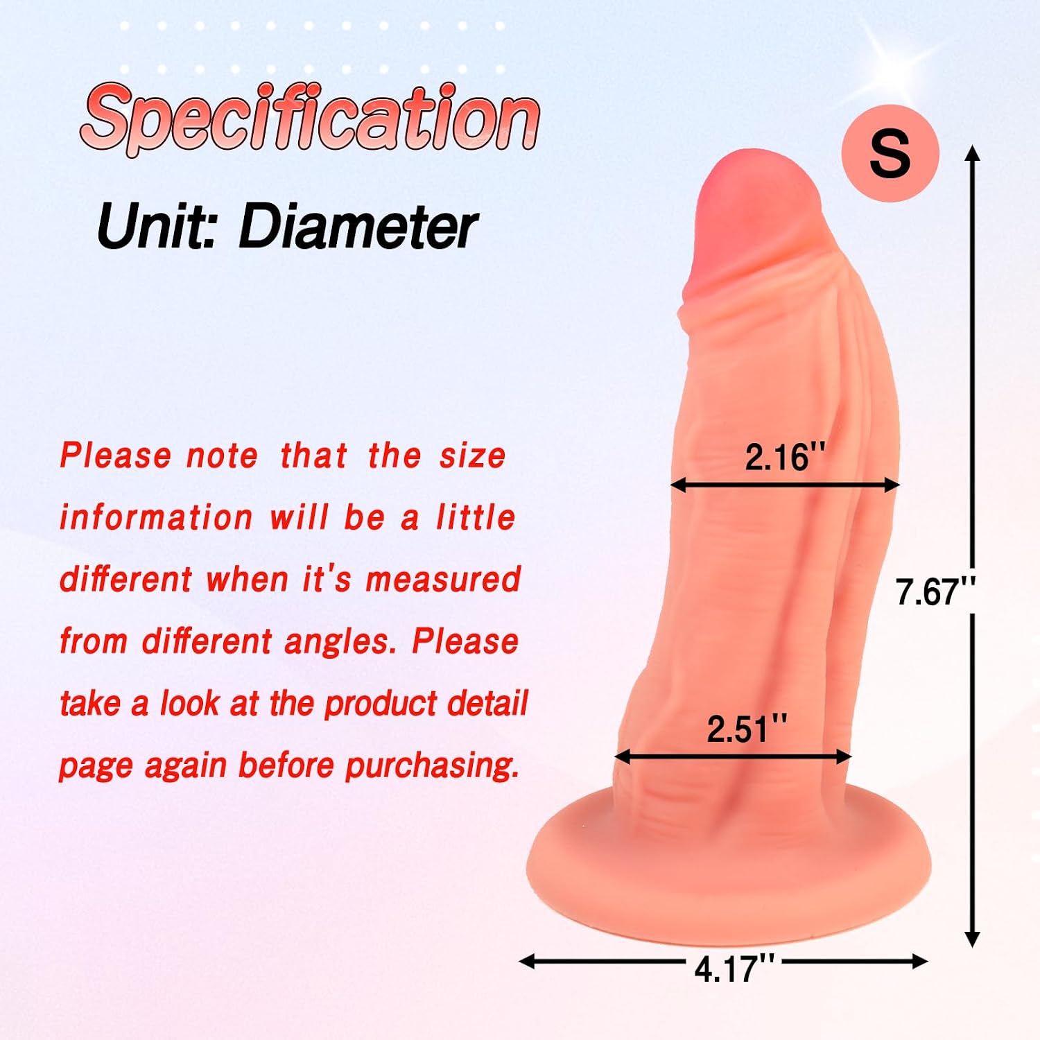 TaRiss's Realistic Dildo Thick Anal Plug with Suction Base for Hands-Free Play Lifelike Butt Plug for Anus Dilation Prosate Stimulation Adult Sex Toy for Intermediates to Experienced Users S 7.67''