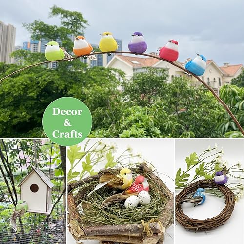 Miniatura 6 de LWINGFLYER 12 piezas de 3.3 pulgadas de aves artificiales de espuma artificial para pajarera, manualidades, decoración de árbol de Navidad, regalo
