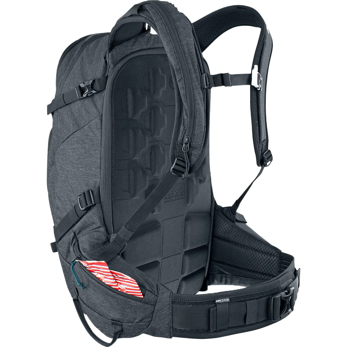 EVOC LINE PRO 30 Touren-Rucksack (LITESHIELD PLUS Protection, Boddy Hugging, Ski-Halterung, Snowboard-Halterung, Trinkflaschenfach, isolierter Schultergurt, Quick Back Access, Lawinenfach), Schwarz