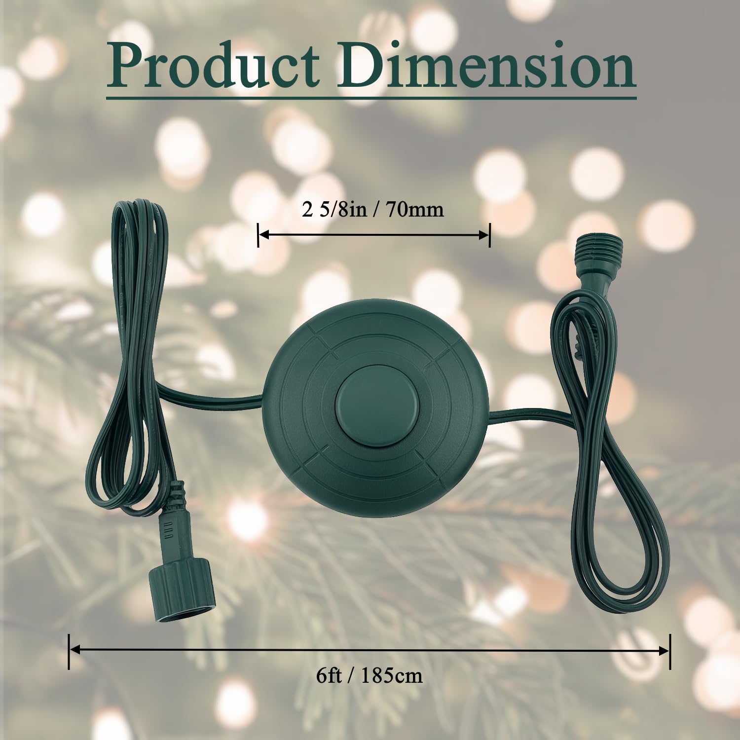 5/8 inch Plug Power Cord with On/Off Foot Switch 6FT w/Light Controle Module for Christmas Tree Holiday Lights Compatible Replacement for CZJUTAI Power Adapters - 8 Lights Mode