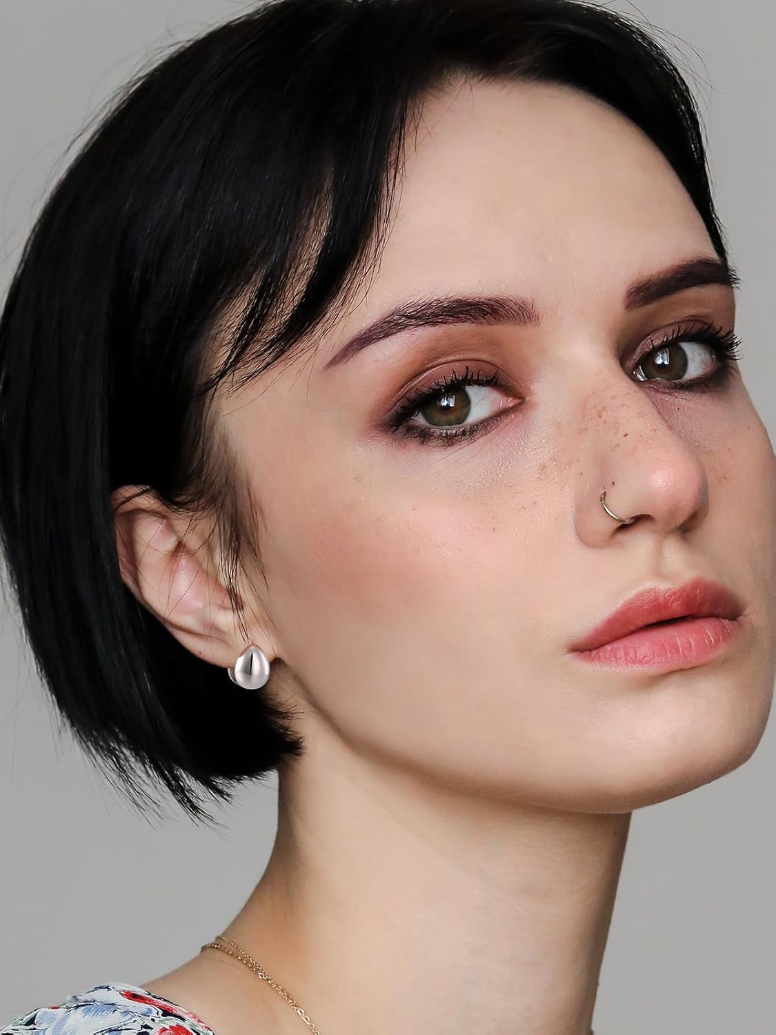 PiercingJ Small Silver Teardrop Hoop Earrings for Women 20G Chunky Lightweight Huggie Drop Earring Christmas Birthday Jewelry Gift - Image 5