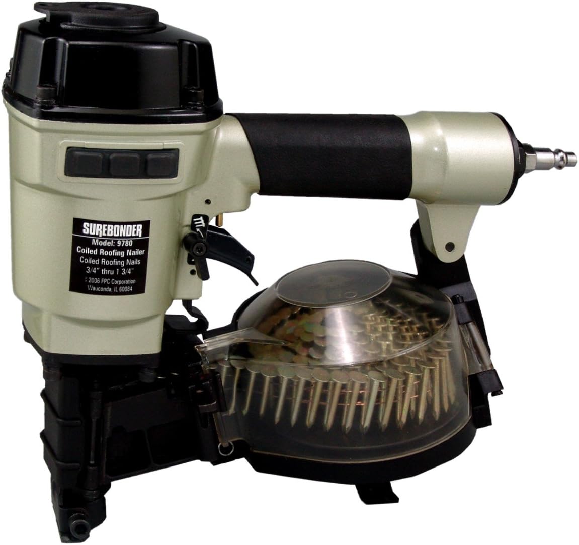 Surebonder 9780 Pneumatic Coiled Roofing Nailer with Carrying Case