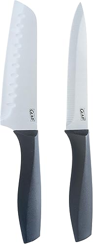 Miniatura 3 de Glad Juego de cuchillos con tabla de cortar, 5 piezas | Cuchillos Santoku afilados y utilitarios con cubiertas de cuchillas y bloque de cortar de