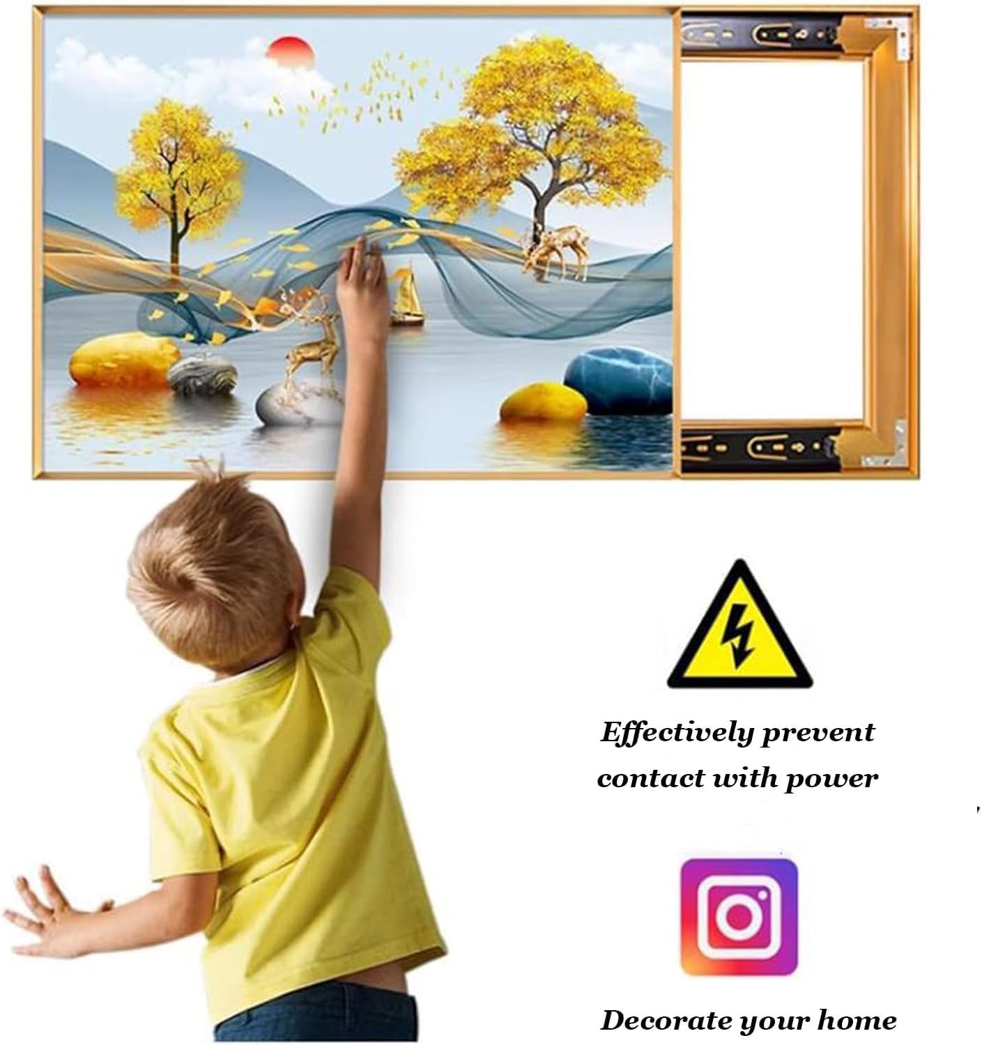 Fuse Box Cover Cabinet, Breaker Box Cover, Decorative Painting of Electricity Meter with Clock, Wall Mounted Hide Electrical Panel Cover Decorative,D,40x60cm