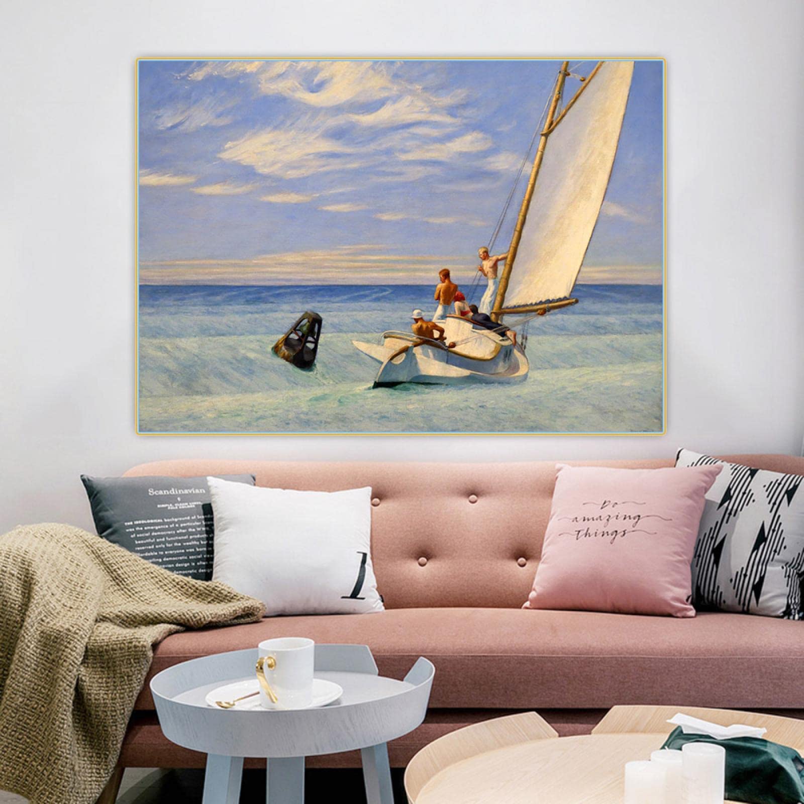 Tableau Toile 'Ground Swell' Edward Hopper - Impression HD 80x110 Cm - Décoration Murale Salon - 2