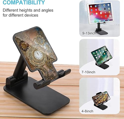 Miniatura 3 de Relojes y engranajes steampunk retro Soporte portátil para teléfono celular, soporte plegable para teléfono de escritorio, ángulo de altura