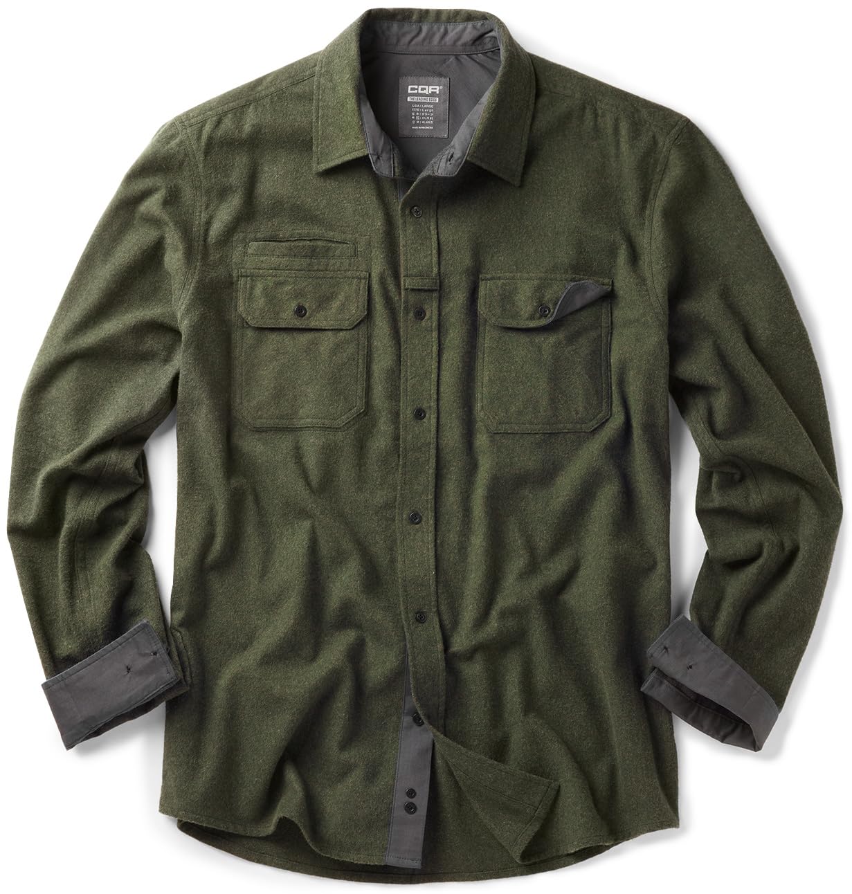 CQR Men's All Cotton Flannel Shirt, Long Sleeve Casual Button Down Plaid Shirt, Brushed Soft Outdoor Tactical Work Shirts