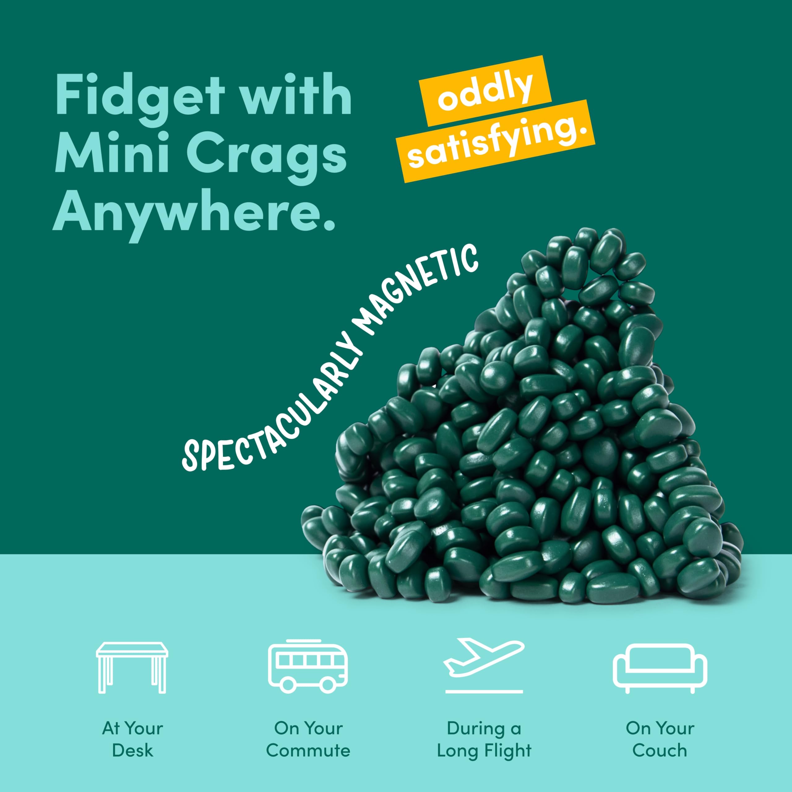 Speks Crags Ferrite Putty | 1000+ Ferrite Stones in a Tin | Fidget Toy for Adults & Teens 14+ | Desk Toy for Office or Stress Relief Present | Matte Jade, Large