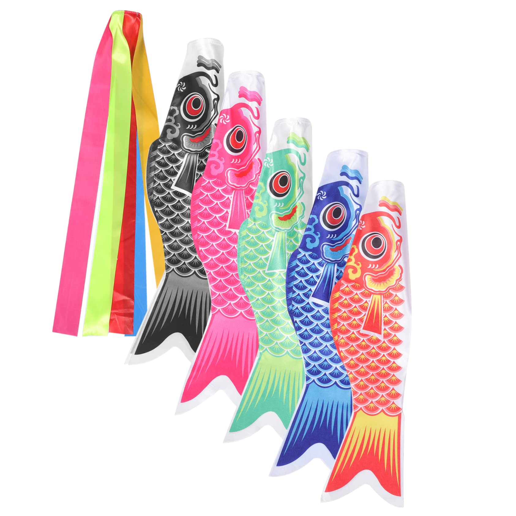 Carpe Koinobori décoration japonaise avec franges manche à air de jardin colorée