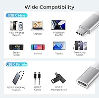 Vista 7 de Basesailor Cable de extensión USB tipo C corto de 0.66 pies para iPhone 17 Air, USB C 3.1 3.2 Gen2 10Gbps macho a hembra cable de extensión