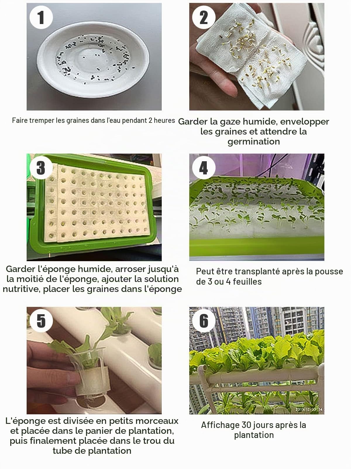Kalolary Kit de Culture Hydroponique, 108 Emplacements de Plantes 12 Tuyaux Système D'irrigation de Culture Hydroponique pour Cultivation Hydroponique de Légumes sur Les Balcons Halls and Yards