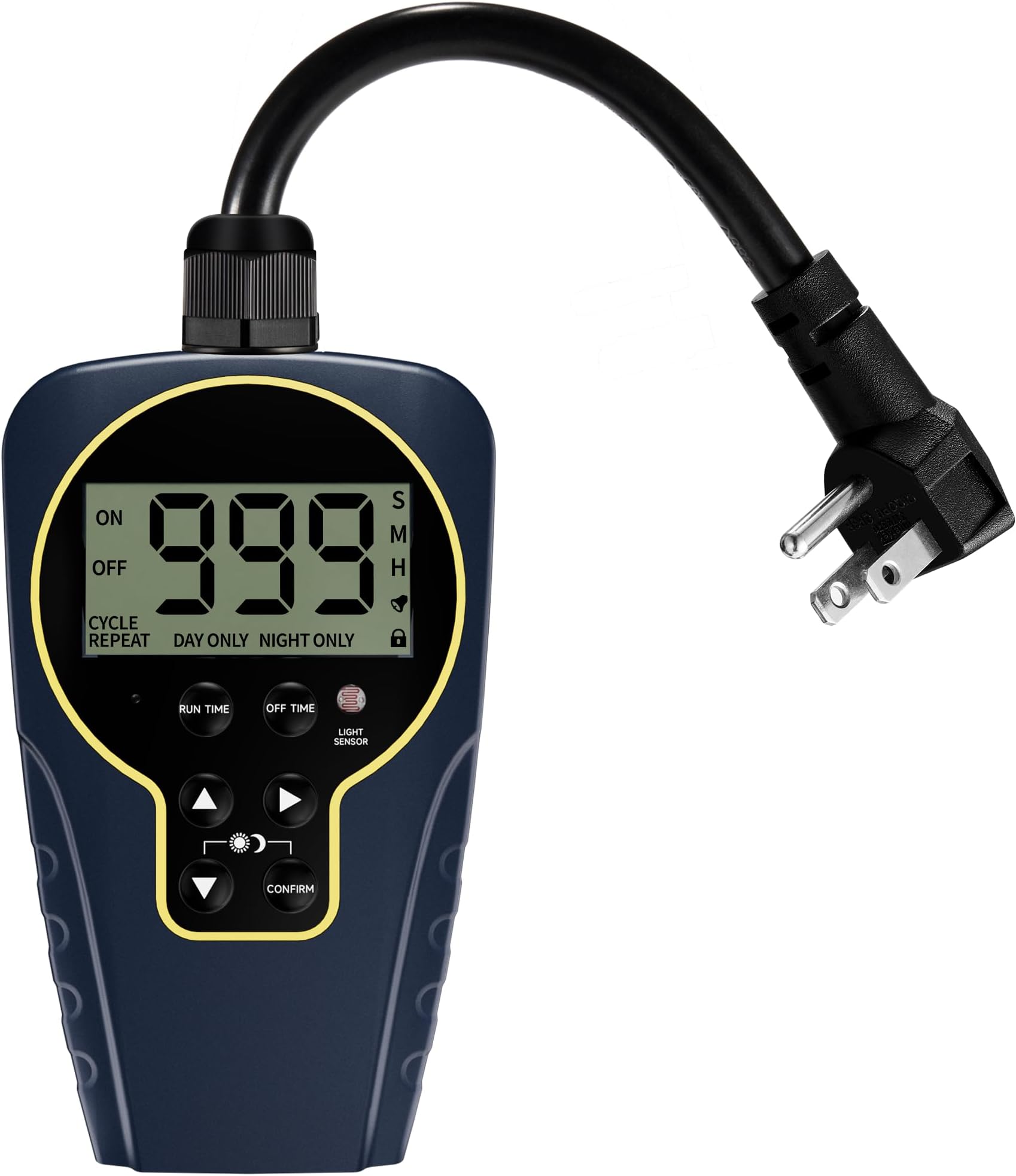 Outdoor 24-Hour Timer with Light Sensor, Waterproof Infinite Repeat Cycle Countdown Timer(1 Second -999 Hours) for Home and Garden, Black