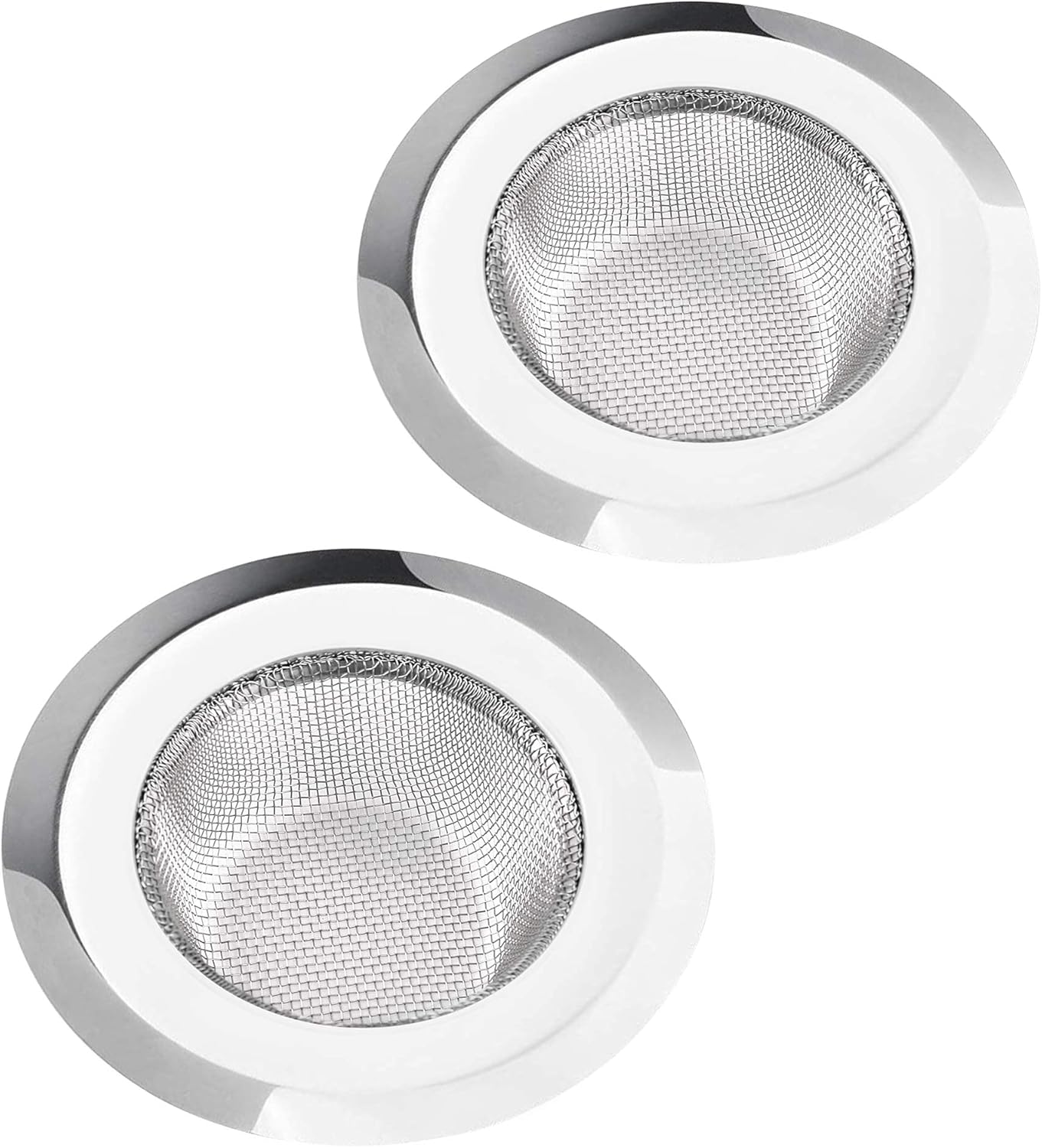 2 Pack Kitchen Sink Strainer, Large Wide Rim 4.5" Diameter, Stainless Steel Mesh Drain Strainer, 1.5" Deep Basket, Anti Clogging - - 