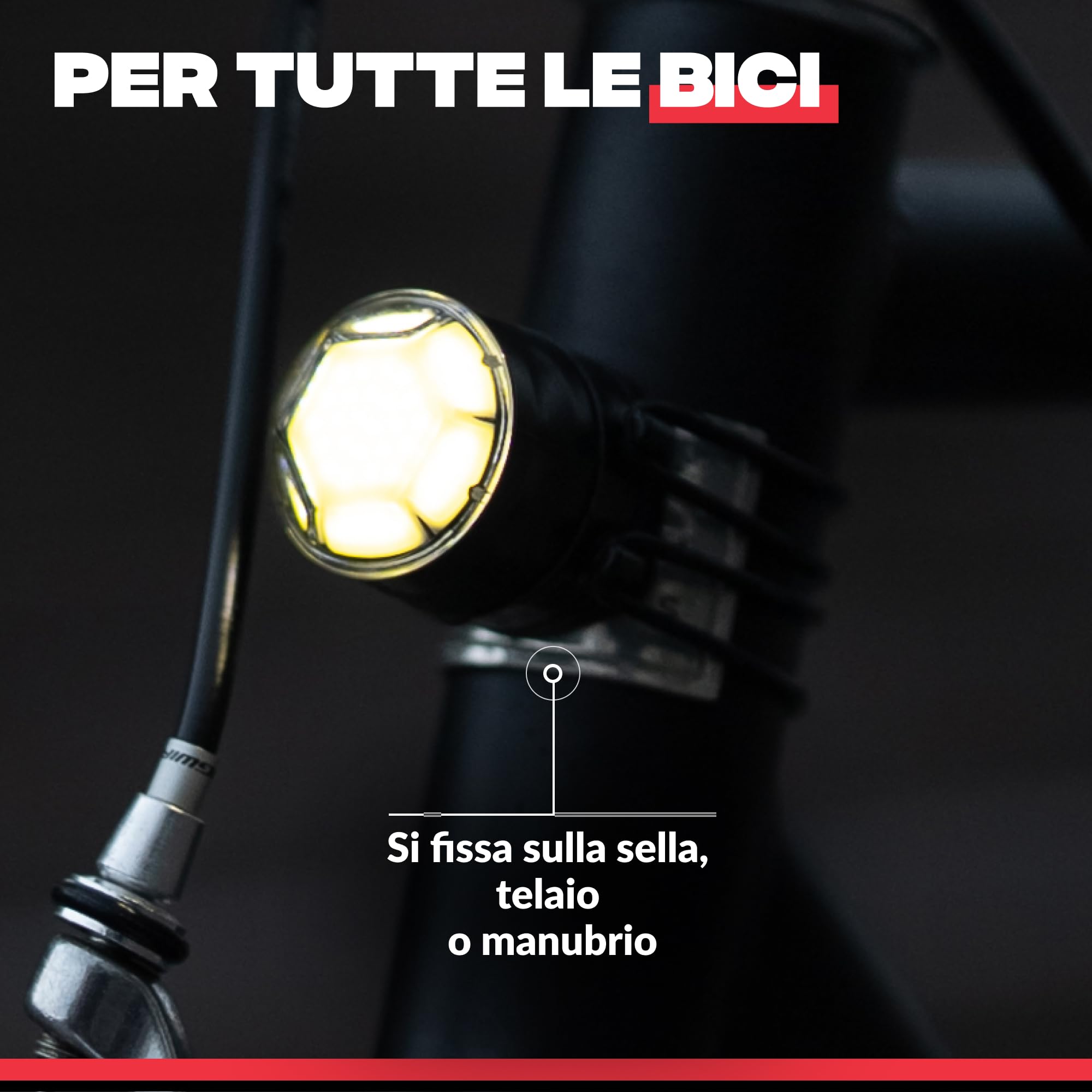 SHAPEHEART Light_Mini_White Luce della bicicletta Anteriore Adulto Unisex, Nero, Singolo