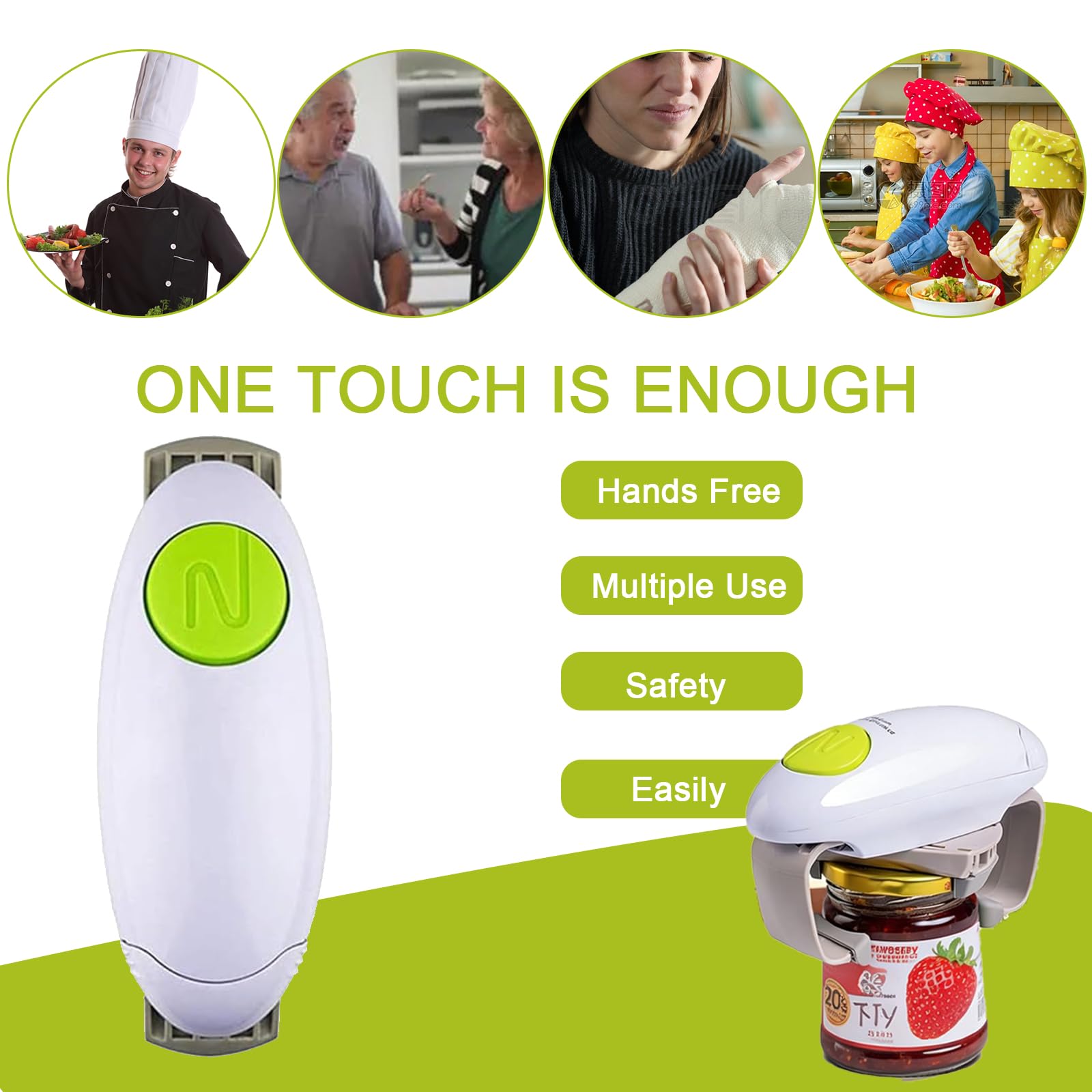 Elektrischer Dosenöffner, Geichan One-Touch-Schalter, spart Zeit und Mühe, automatischer elektrischer Flaschenöffner für Senioren, Arthritis, Koch, beseitigt Hände und verletzte Hände