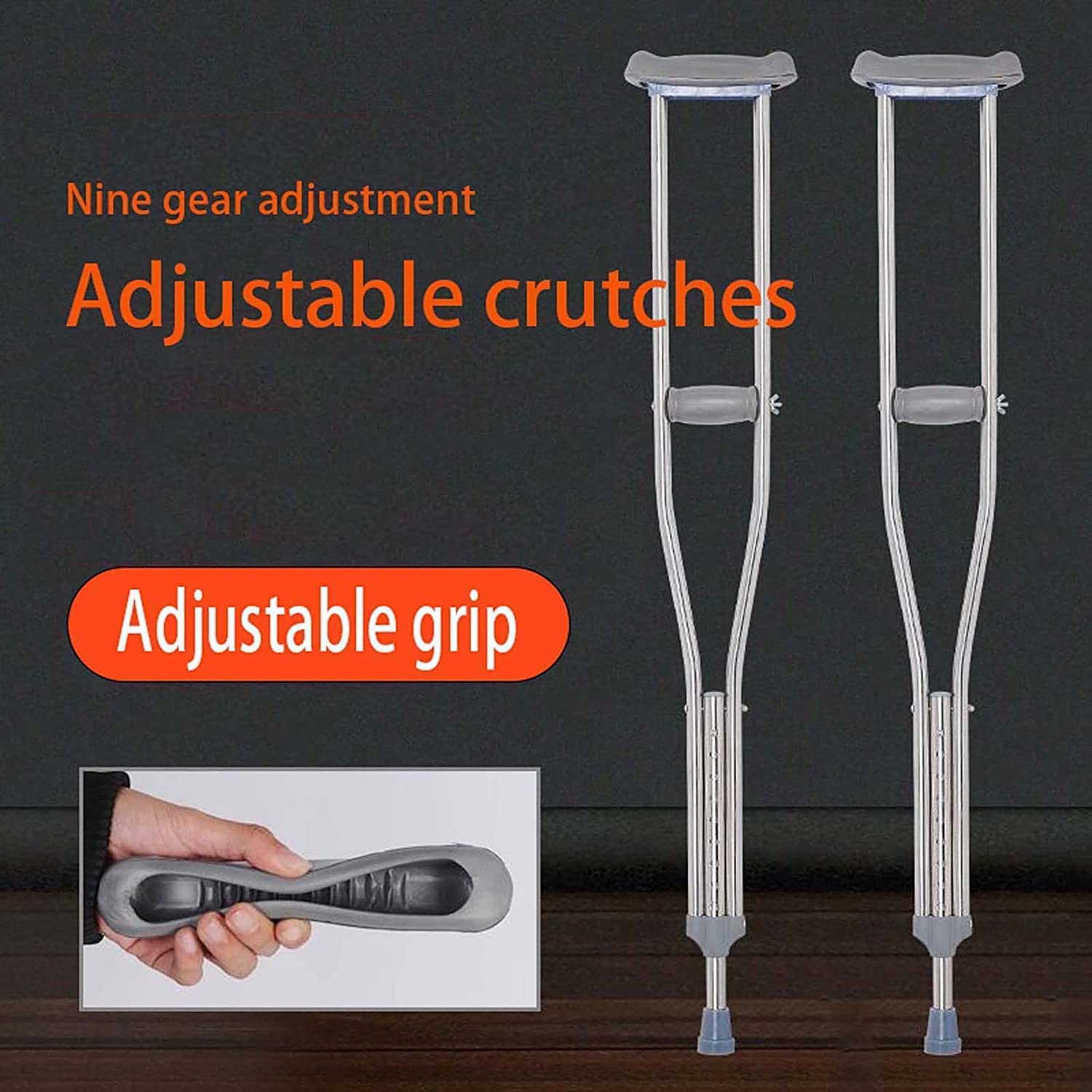 SAAKO Seguridad Muletas Muletas universales para niños y Adultos, Bastones de Aluminio con rodamiento de Carga de 200kg, Bastones para Caminar, bastón para Caminar, muleta Ajustable en Altura Cómodo