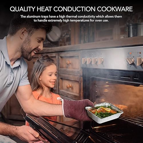 Miniatura 35 de Stock Your Home Sartenes de aluminio de 2 libras con tapas (paquete de 25) – Bandejas desechables y reciclables para llevar con tapas – Contenedores