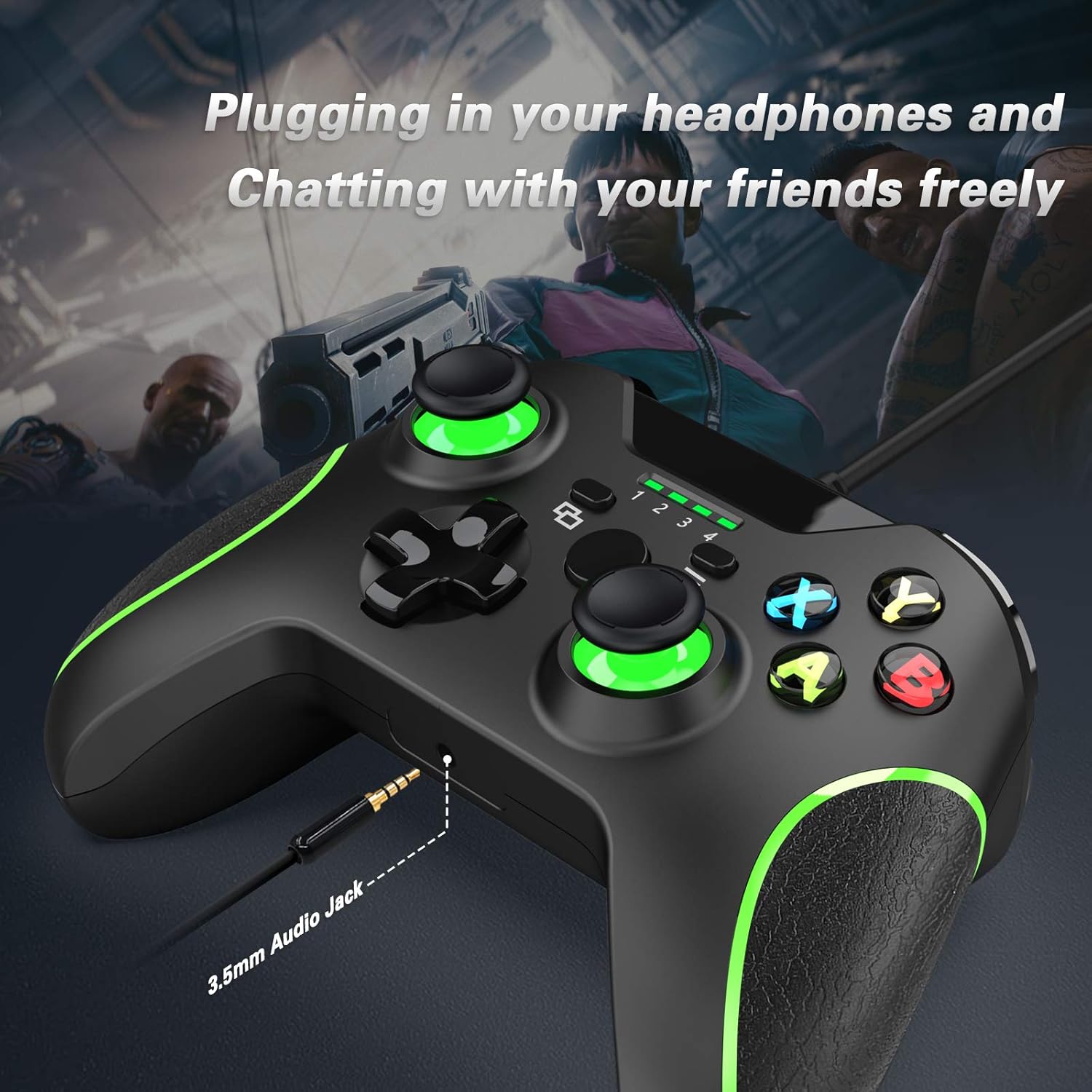 Gobub Wired Controller Compatible with Xbox One，Enhanced 2.4GHZ PC Game Controller Built-in Dual Vibration Gamepad Compatible with Xbox Series X/Xbox One/One S/One X/Windows 7/8/10 - Black