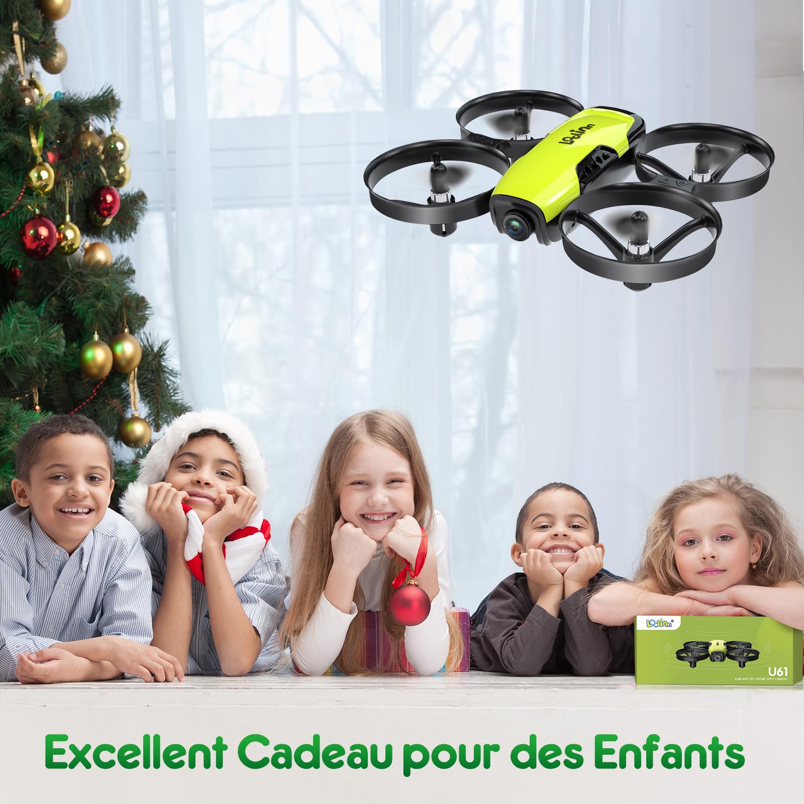 Loolinn | Drone avec Caméra comme Cadeau pour Enfants(8+), Mini Drone Télécommandé avec Vidéo et Photos, Vol Sécurisé, 21 Minutes de Temps de Vol, Trois Piles, Certification C0 (Cadeau pour enfant)