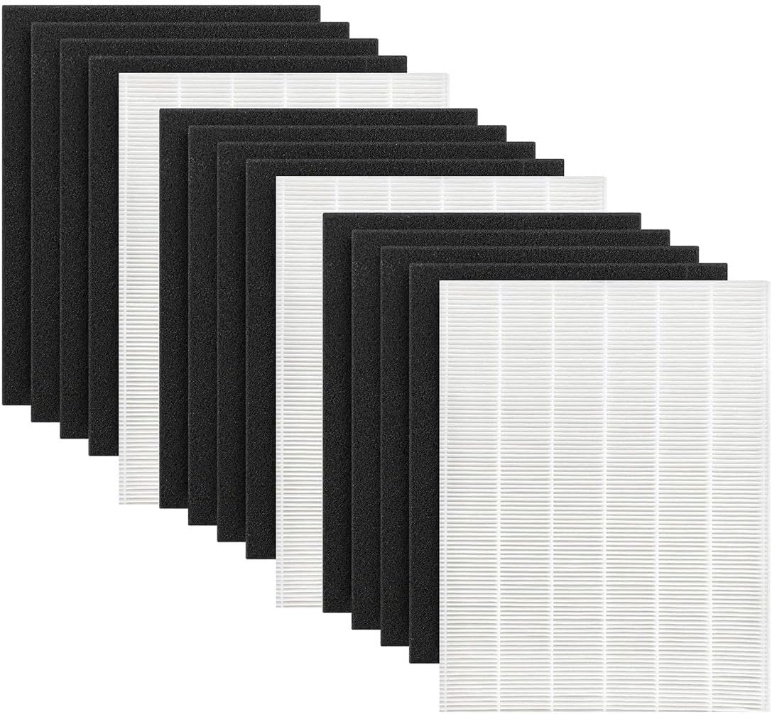 Nispira D480 Replacement Filter Set Compatible with Winix D480 Air Purifier, Replaces Part 1712-0100-00, Includes 3 HEPA Filter and 12 Carbon Filters, 3 Set