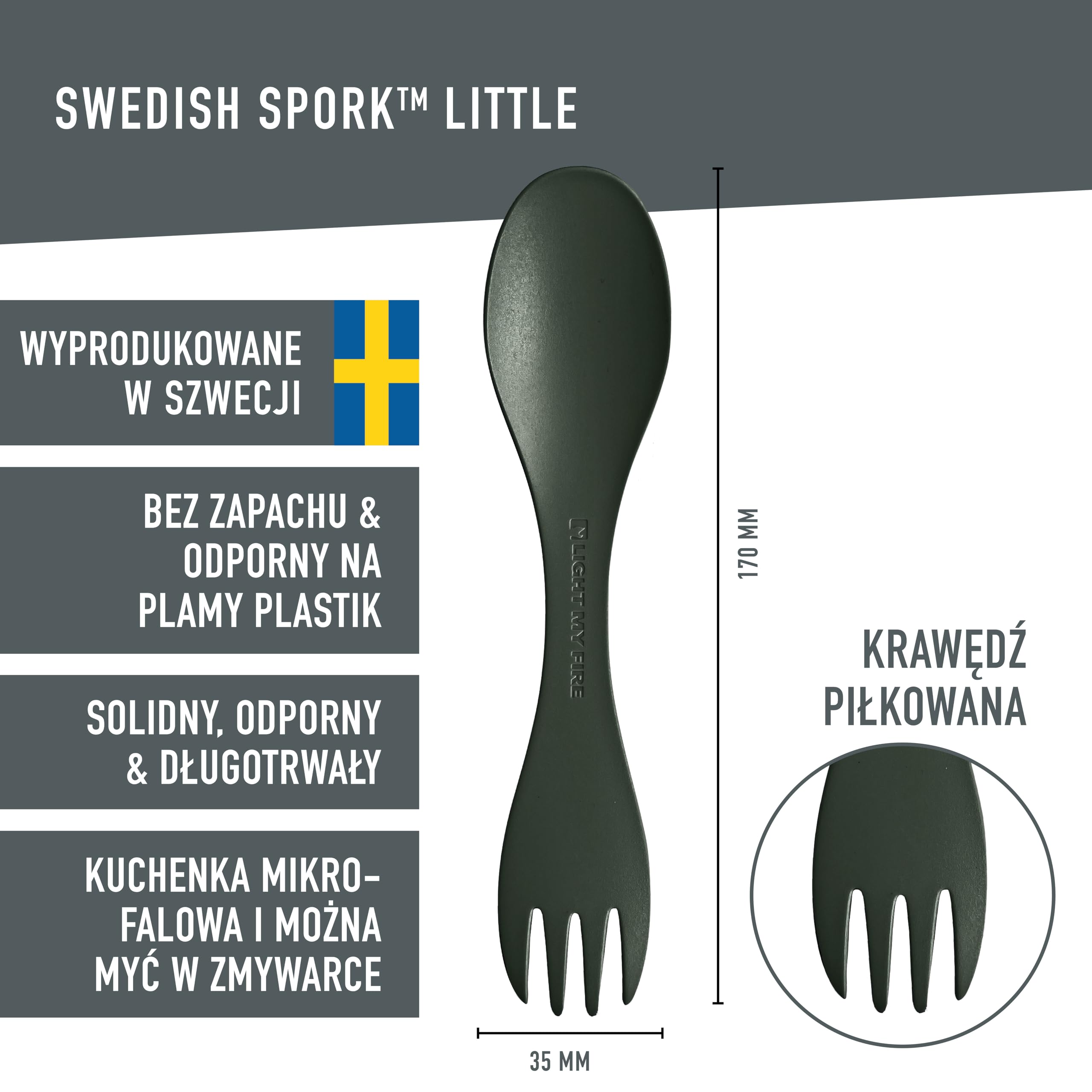 Light My Fire Spork Original Łyżkowidelec – Sztućce Turystyczne 3w1 Łyżka, Widelec, Nóż – Zestaw Sztućców Turystycznych Wielokrotnego Użytku – 2 Sztuki (2pack Little SageGreen/Cream)