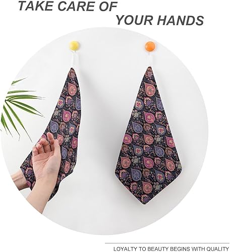Miniatura 4 de Decorative Hand Towels for Bathroom - Retro Classic Pattern Print Soft Absorbent Small Bath Hand Towels for Kitchen, Farmhouse, Spa, Hotel, Guest