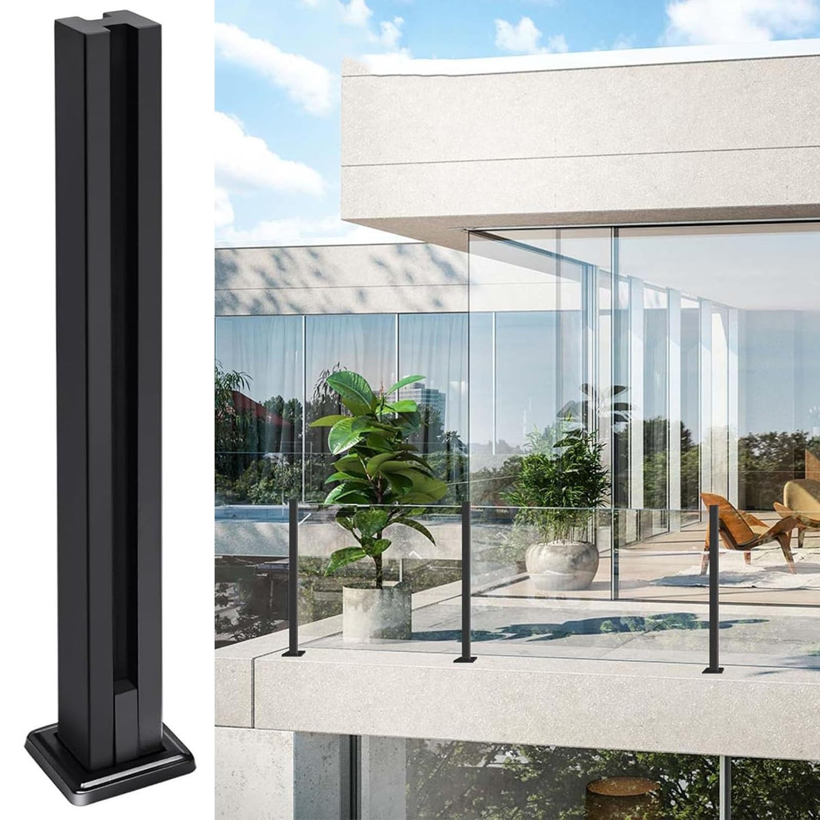 Poteaux de garde-corps en acier inoxydable pour verre de 10-12 mm