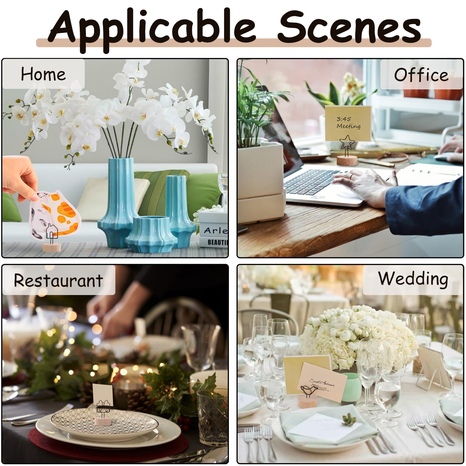 Segnaposto Tavolo Matrimonio In Legno E Metallo - 10 Pezzi Con Clip Per Nomi O Foto