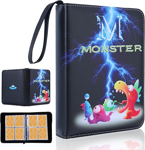 Miniatura 1 de Carpeta de tarjetas coleccionables, 4 fundas con soporte para 400 tarjetas, compatible con la mayoría de tarjetas deportivas intercambiables,