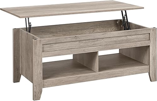 Miniatura 27 de Topeakmart Mesa auxiliar elevable con compartimento oculto y estante de almacenamiento abierto, mesa central elevable de altura ajustable para sala