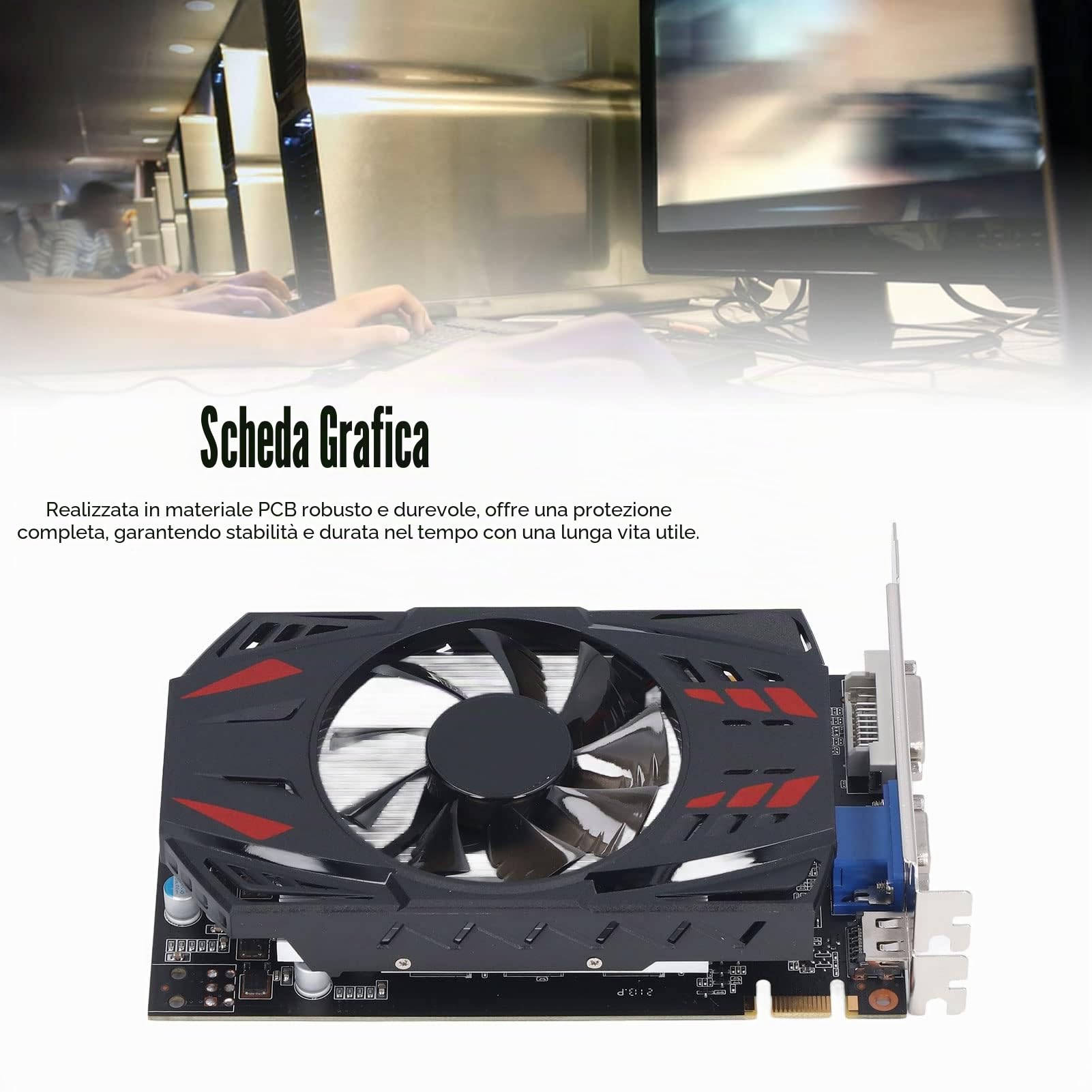 Scheda Grafica da Gioco GTX550TI, 2GB GDDR5 128BIT 4K HDR, Doppia Ventola di Raffreddamento Portatile a Basso Rumore, Uscita HDMI VGA DVI, Scheda Video Desktop per Giochi per PC