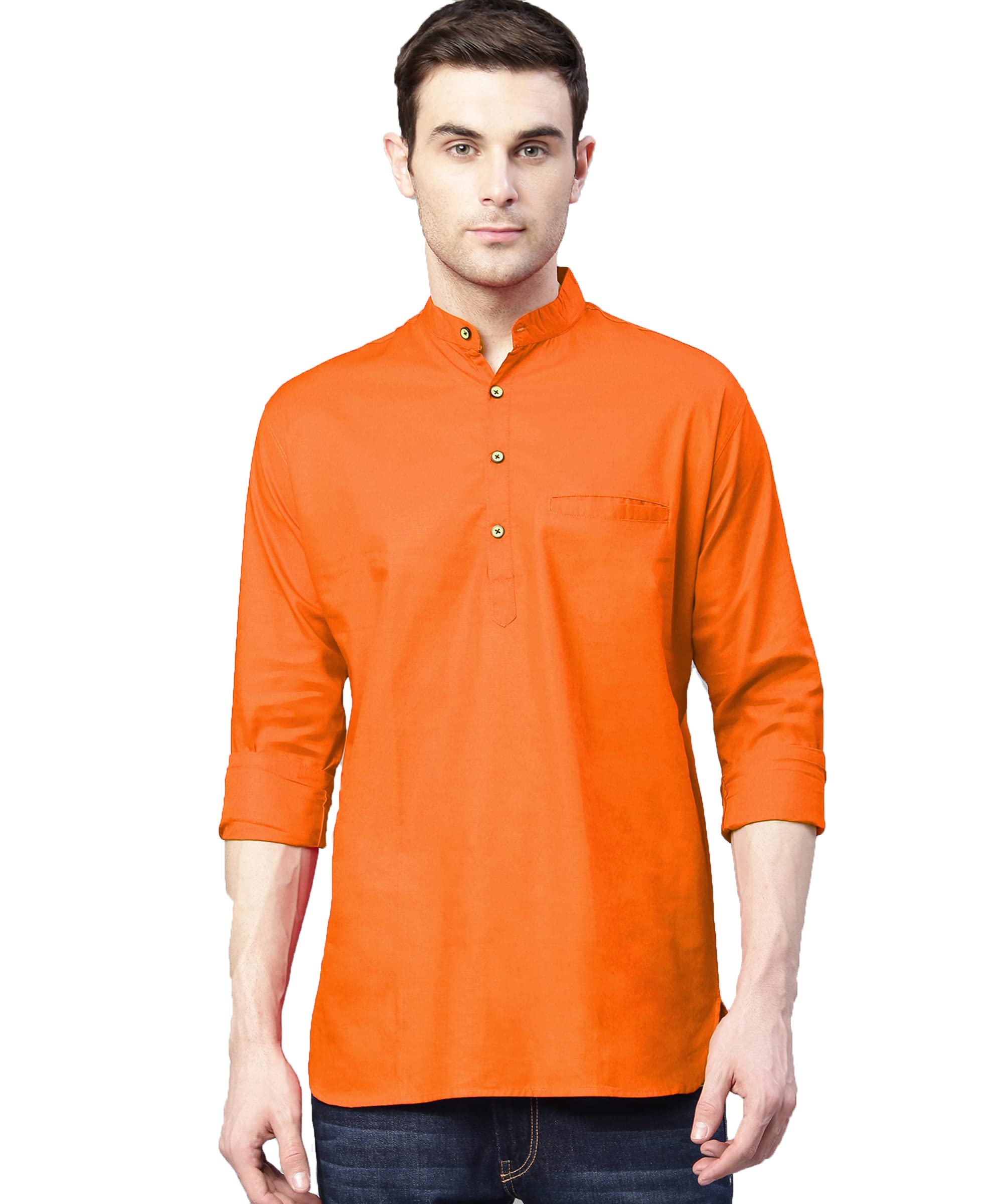 U-TURN Men's Cotton Regular Short Kurta Shirt