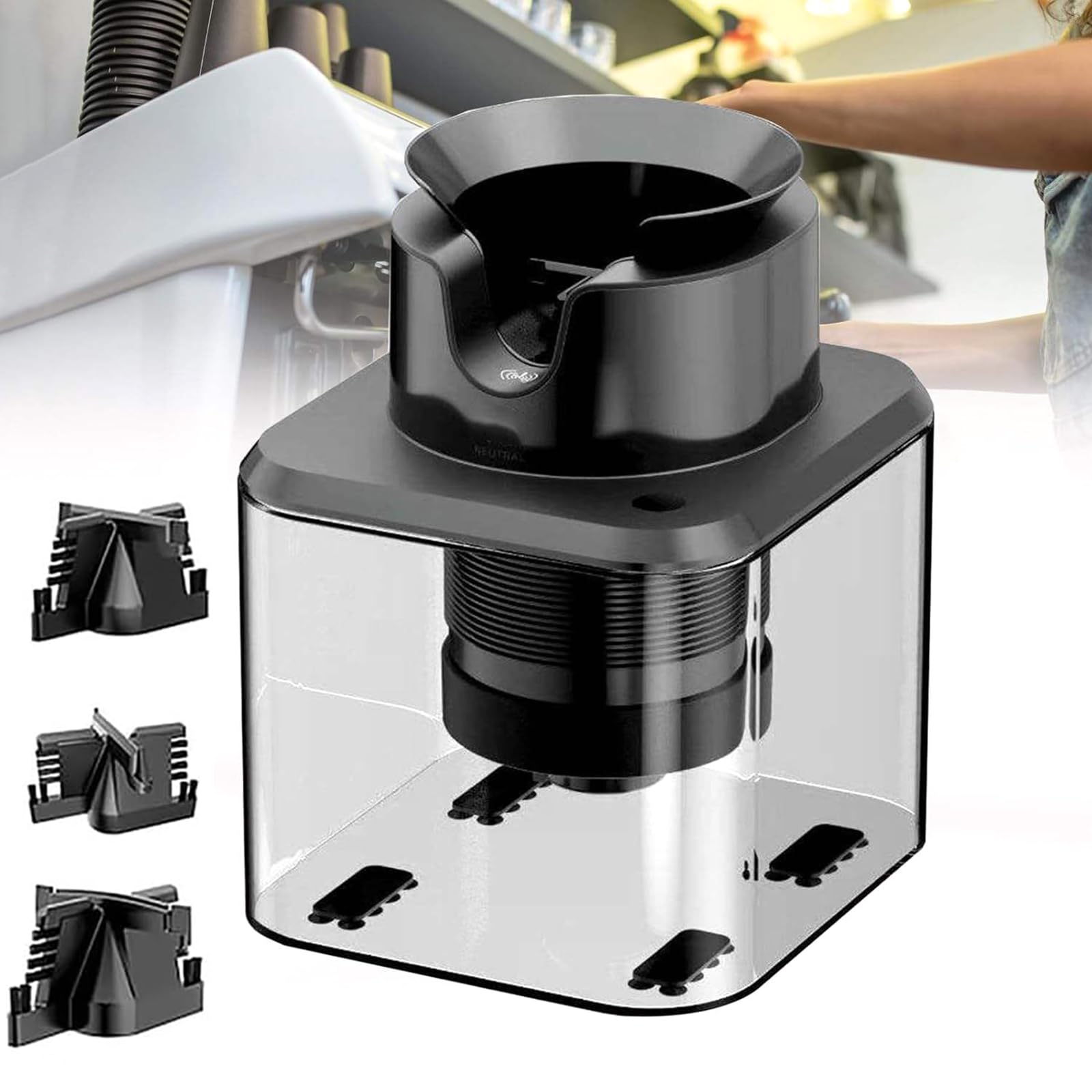 Limpiador automático de portafiltros de café, máquina de Limpieza eléctrica con 3 cepillos, Compatible con recipientes de 58 mm, Limpieza rápida en 5 Segundos, instalación de escri