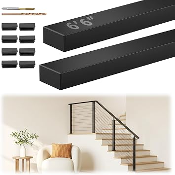 66" Black Stainless Steel Handrail for Cable Railing System 2 Pack