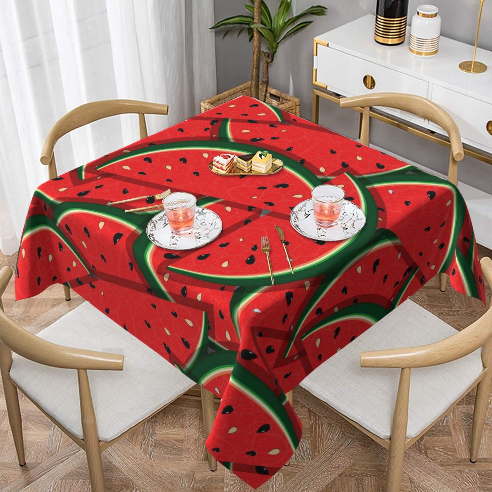 Nappe de table carrée rouge pastèque pour protéger et décorer la cuisine