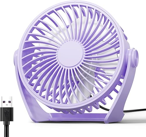 Miniatura 11 de Ventilador de escritorio con USB, ventilador pequeño portátil de 5 pulgadas, ventilador de mesa personal de 3 velocidades con viento potente, mini