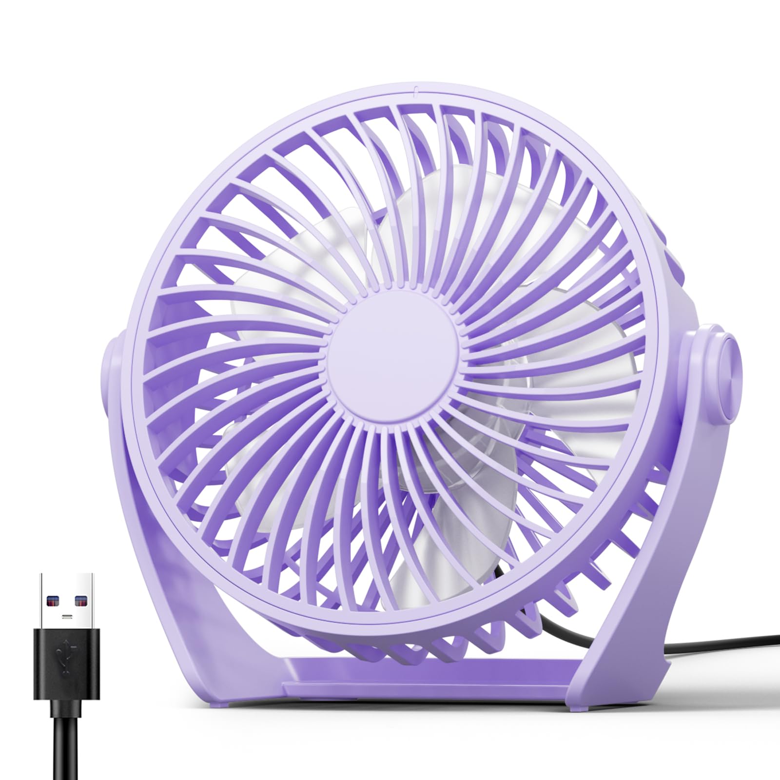Edvision USB Desk Fan, 5 Inch Small Portable, 3 Speeds Powerful Wind Mini Personal Desktop Fan 360° Rotation Adjustable, Plug In USB Fan Quiet for