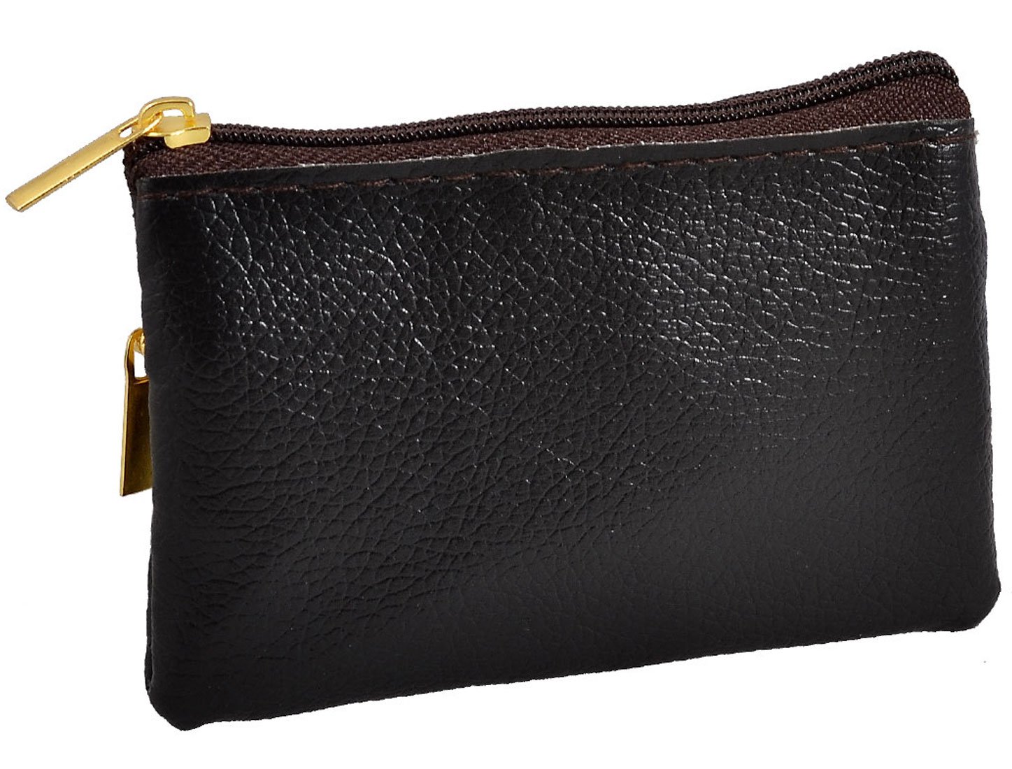 Allegra K Black Lychee Pattern 2 Compartment Coin Change Purse Wallet Pouch Case