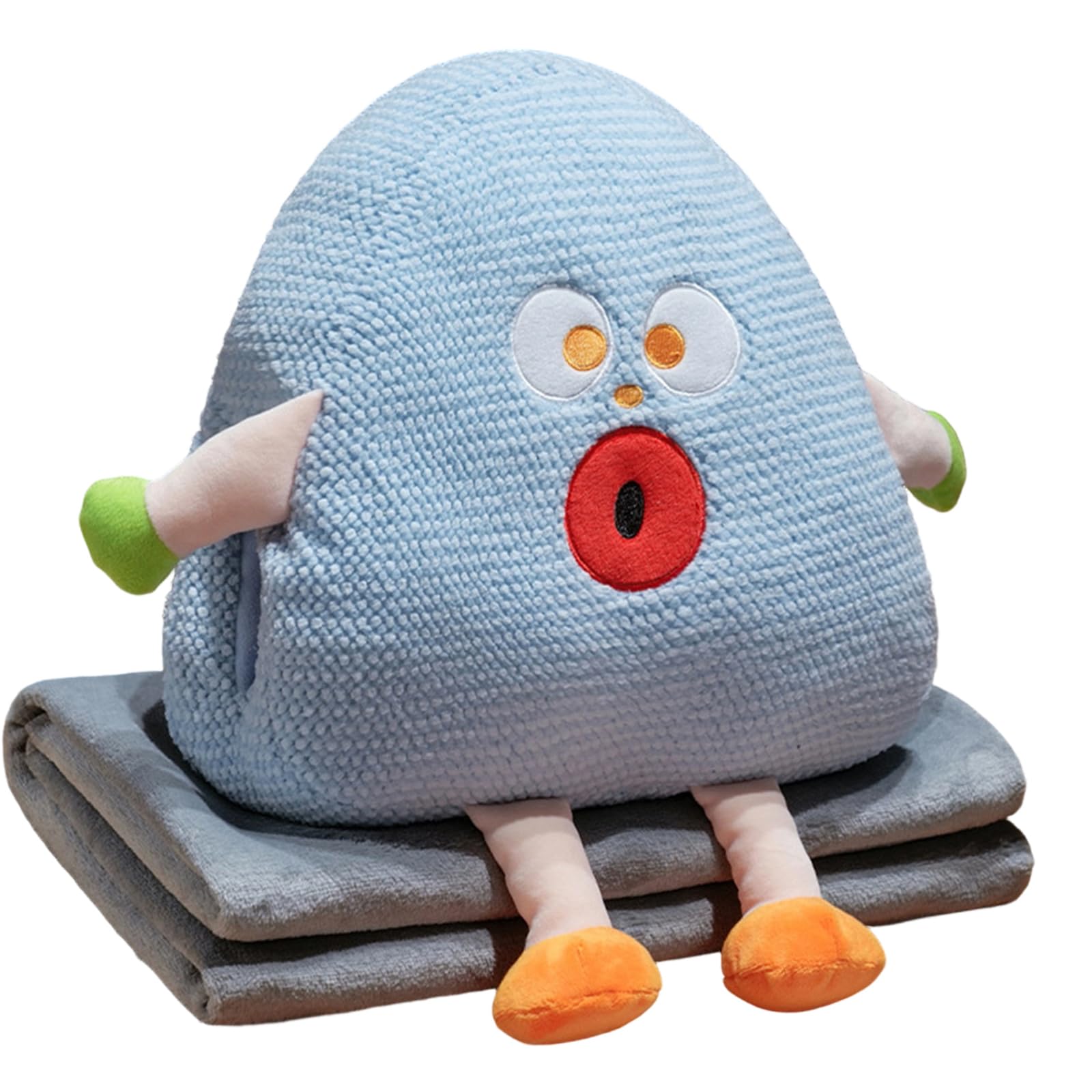 Jazuaiao Cartoon Triangular Plush Pillow with Builts in Washable Blanket and Hand Warmer Design for Napping Home Use Home Pillow with Hand Warmer Design