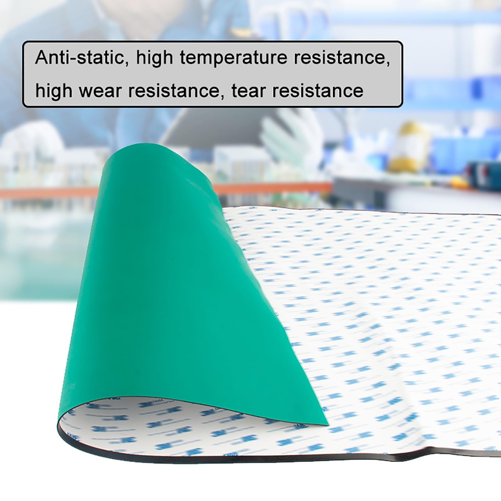 Alfombrilla antiestática para banco de trabajo, mantel de goma autoadhesivo para laboratorio y reparación, superficie antideslizante, 40 x 1000 cm