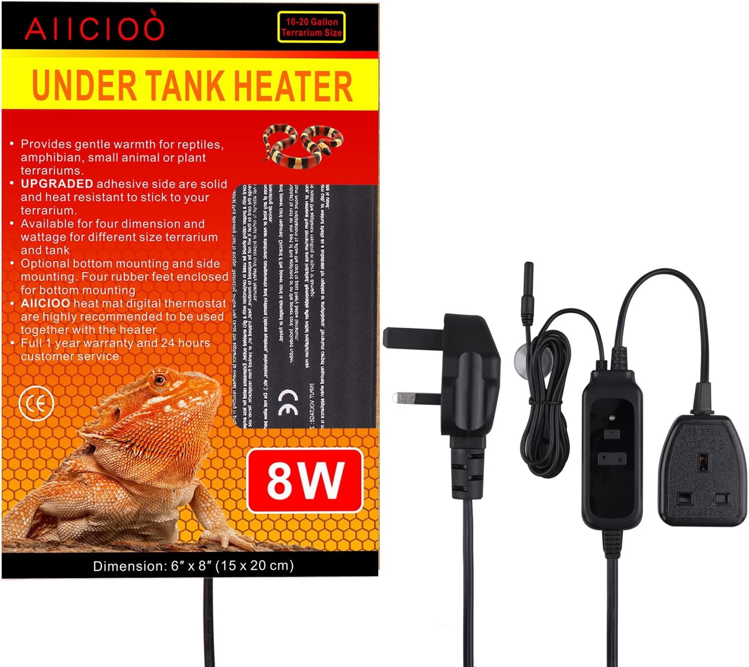 AIICIOO Reptile Heat Mat Tank Warmer Thermostat Terrarium Heat Pads